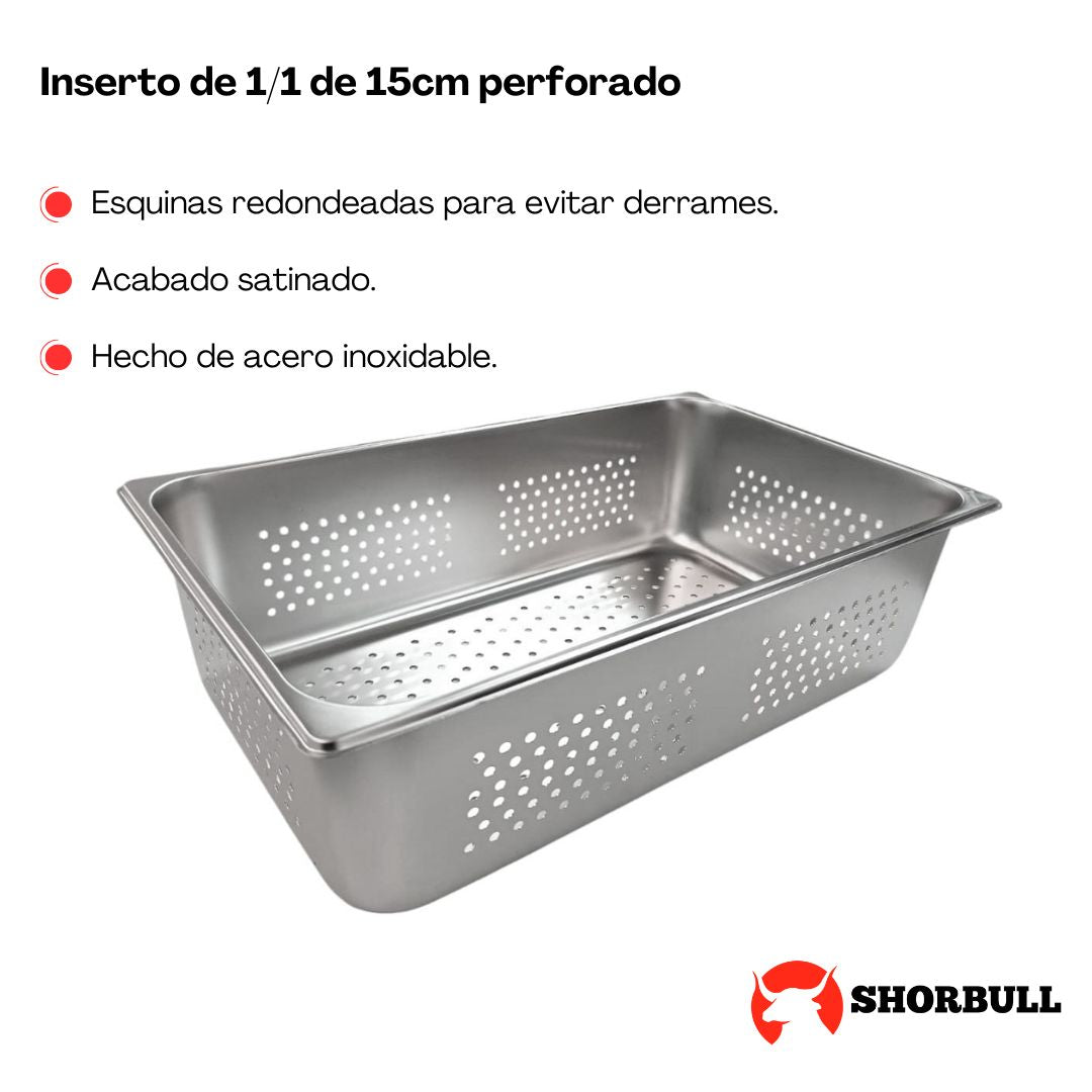 Inserto Acero Inoxidable Perforado Entero de 15cm