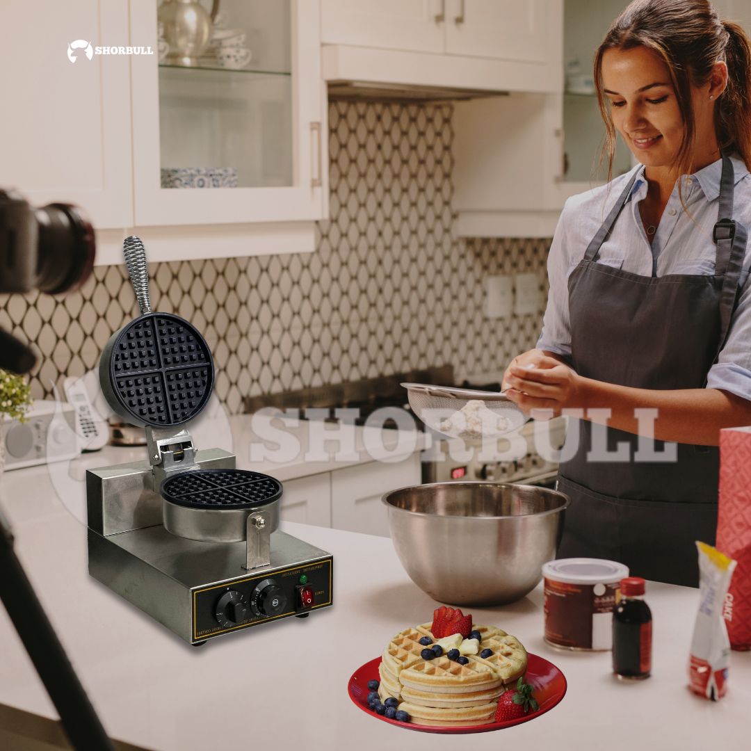 Wafflera Individual Industrial con Placas Antiadhesivas y Mango Ergonómico