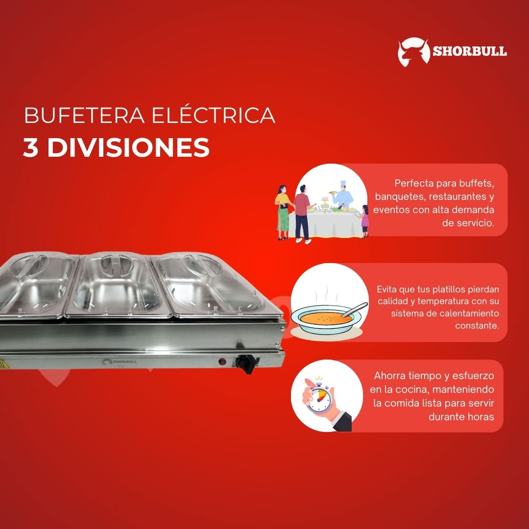 Bufetera eléctrica 3 divisiones