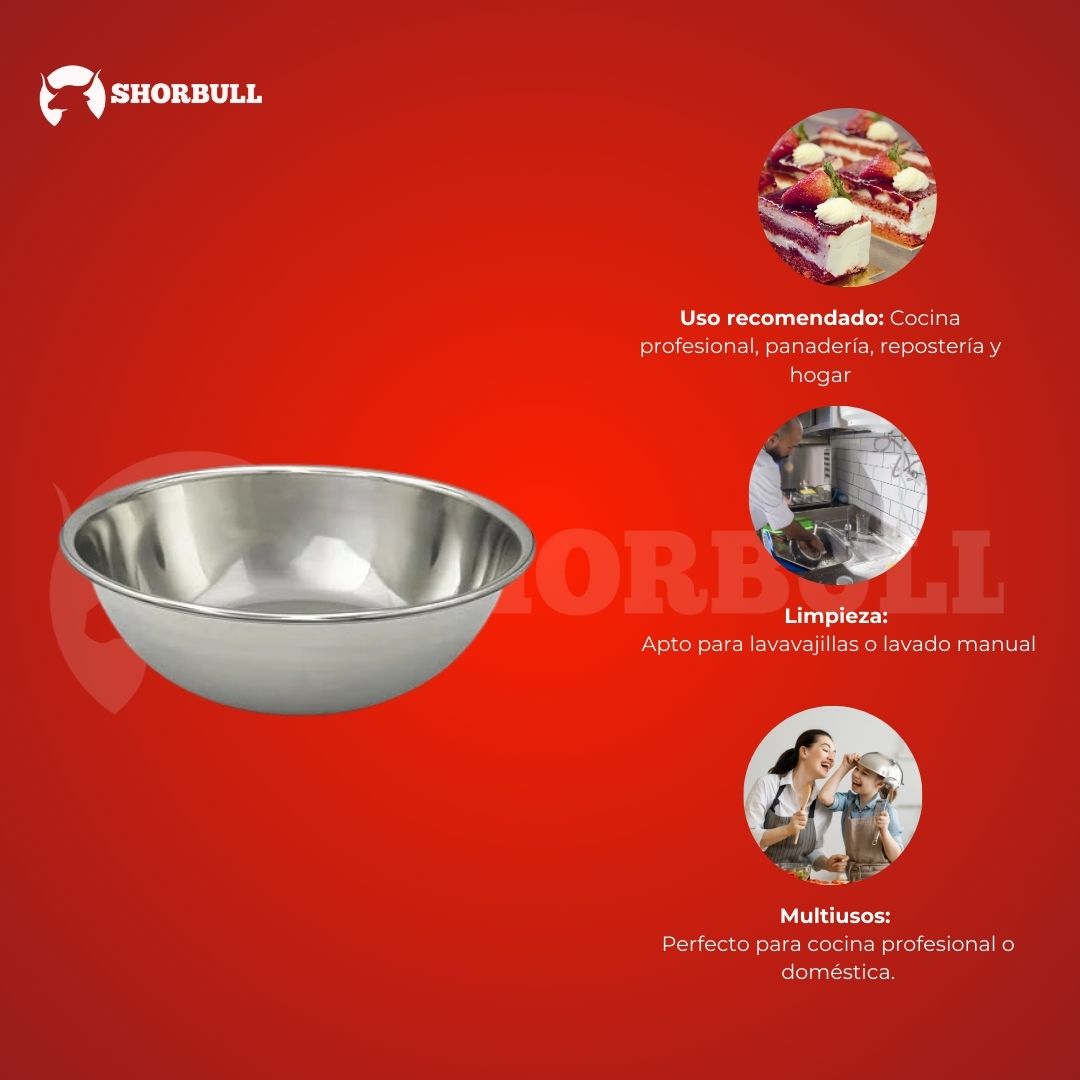 Kit de 6 Bowls de acero inoxidabale Shorbull Medidas 14-16-18-20-22-24cm