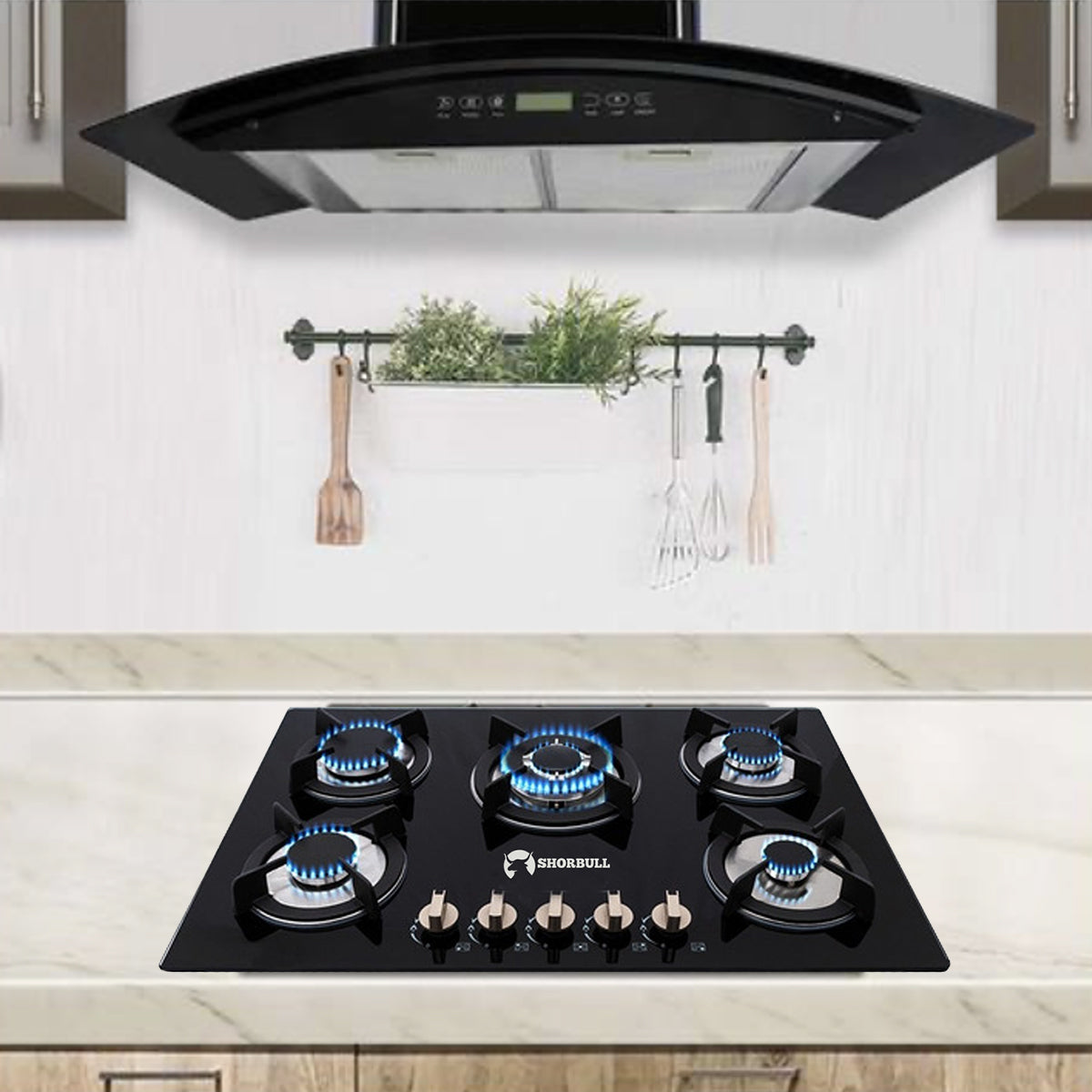 Parrilla Estufa 5 Quemadores Vidrio Templado