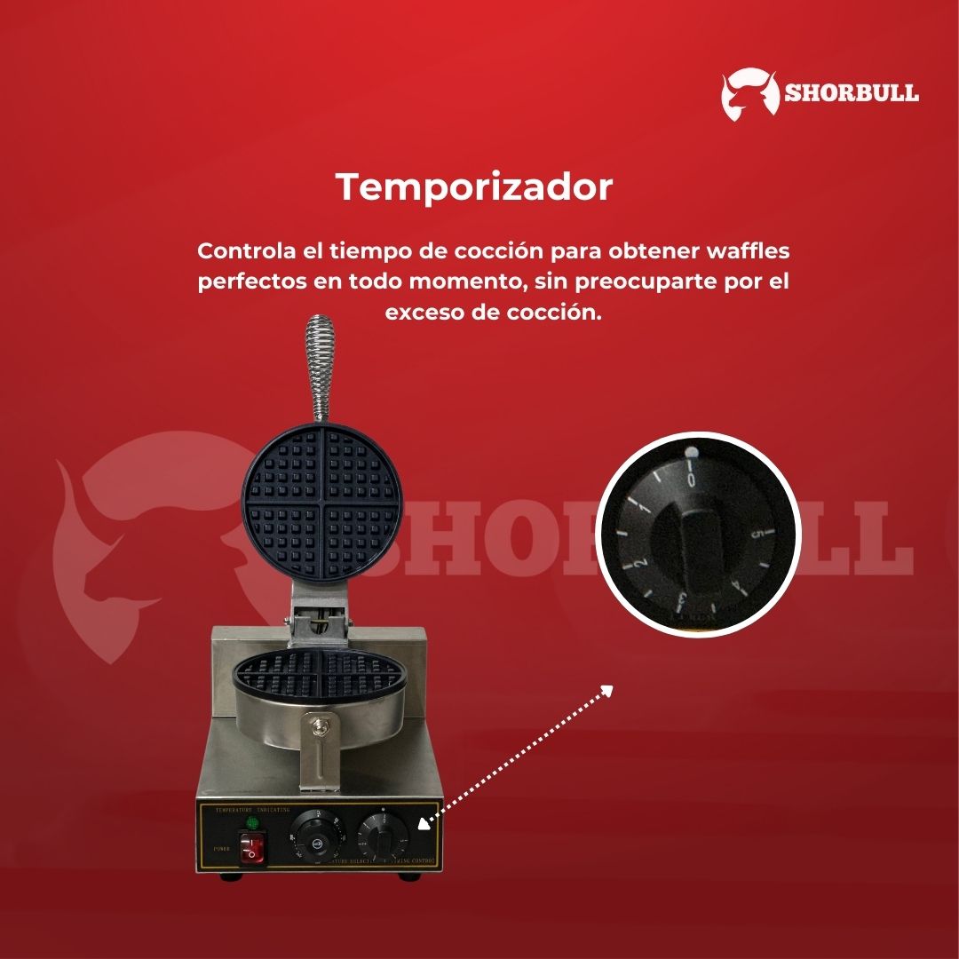 Wafflera Individual Industrial con Placas Antiadhesivas y Mango Ergonómico