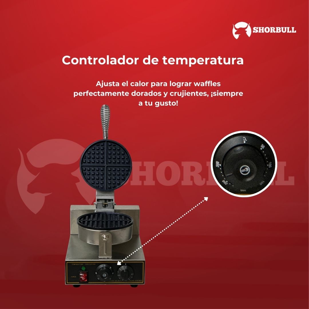 Wafflera Individual Industrial con Placas Antiadhesivas y Mango Ergonómico