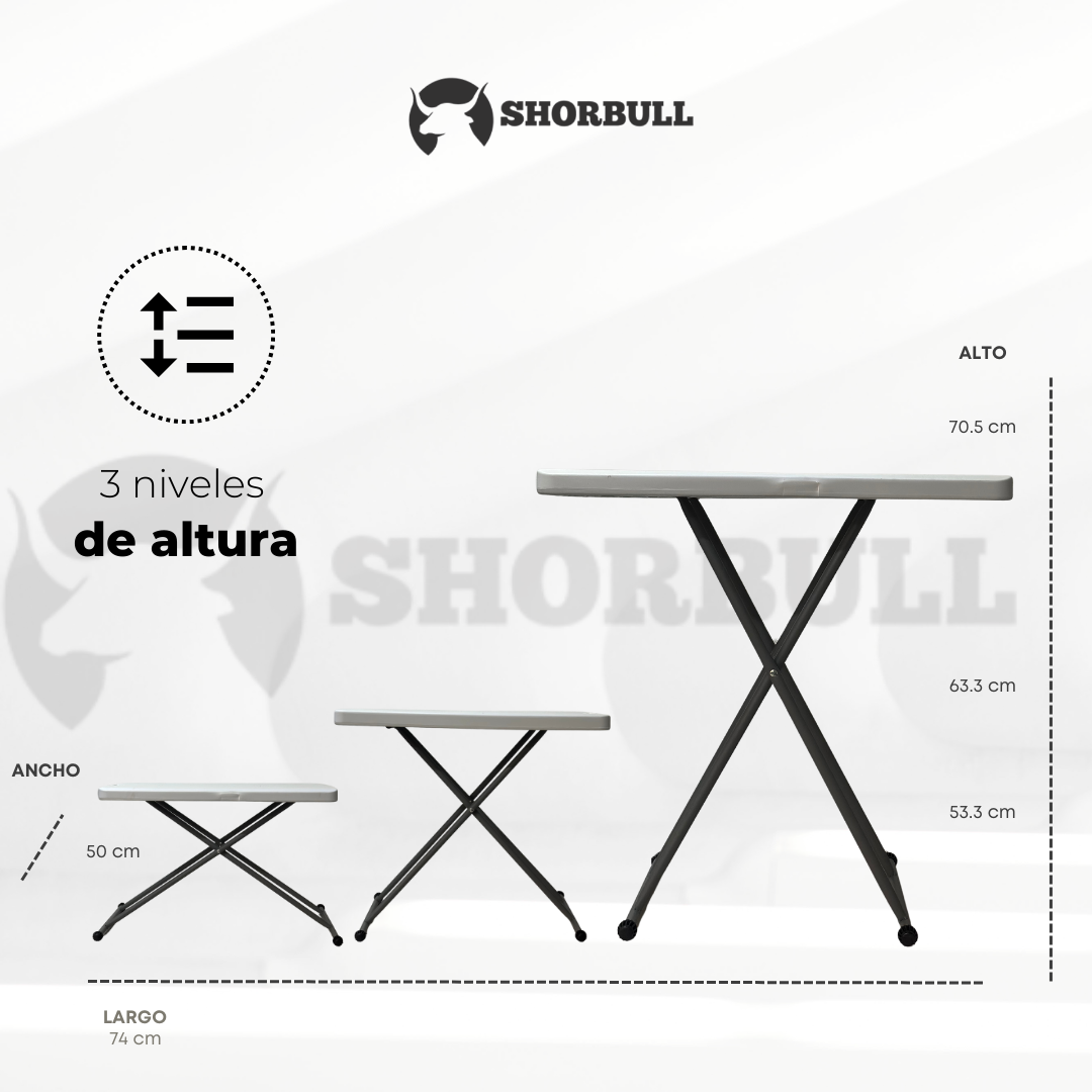 Tablón plegable blanca rectangular 76cm de 3 niveles resistente Reforzada Exterior Jardín