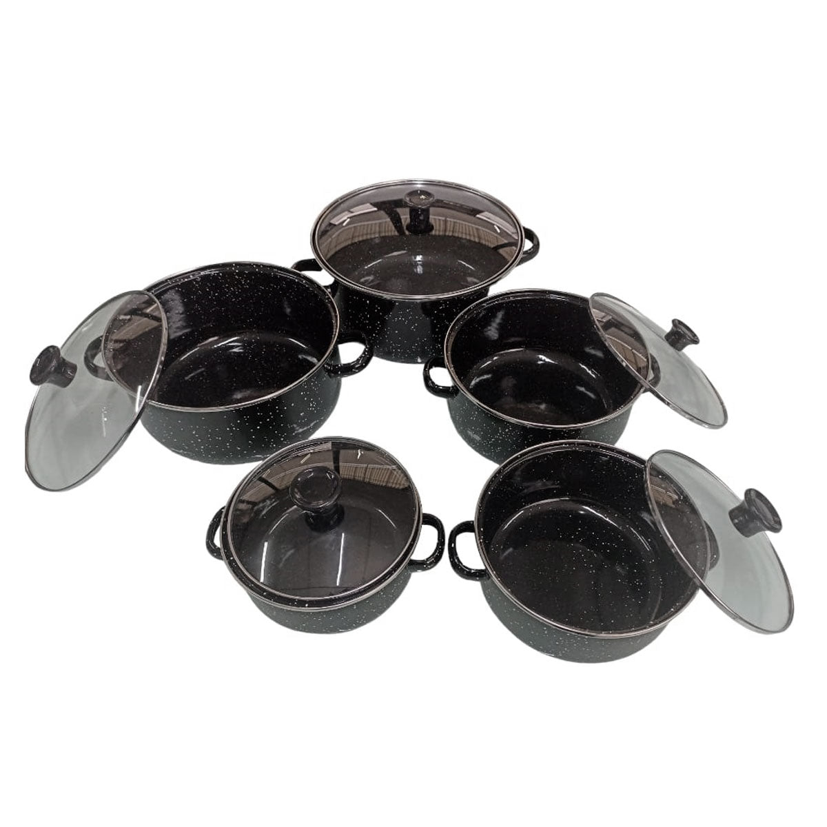 Juego de ollas con tapa de Peltre 10 pz International Negro