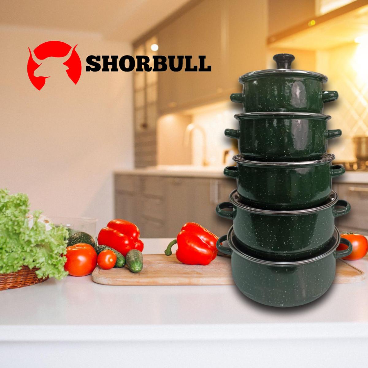 Juego de ollas con tapa de Peltre 10 pz International Verde