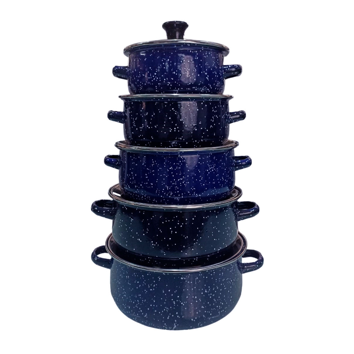 Juego de ollas con tapa de Peltre 10 pz International Azul