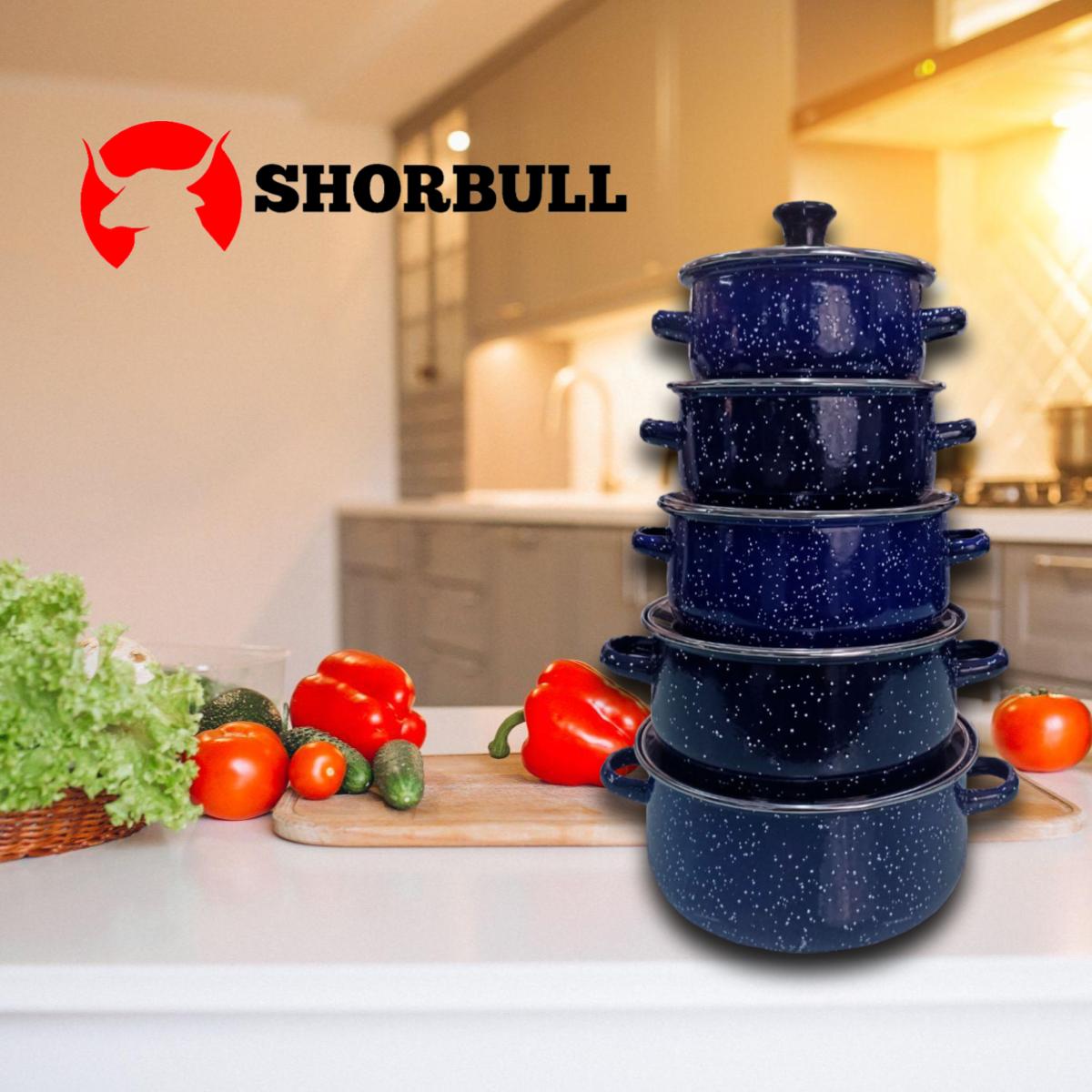 Juego de ollas con tapa de Peltre 10 pz International Azul