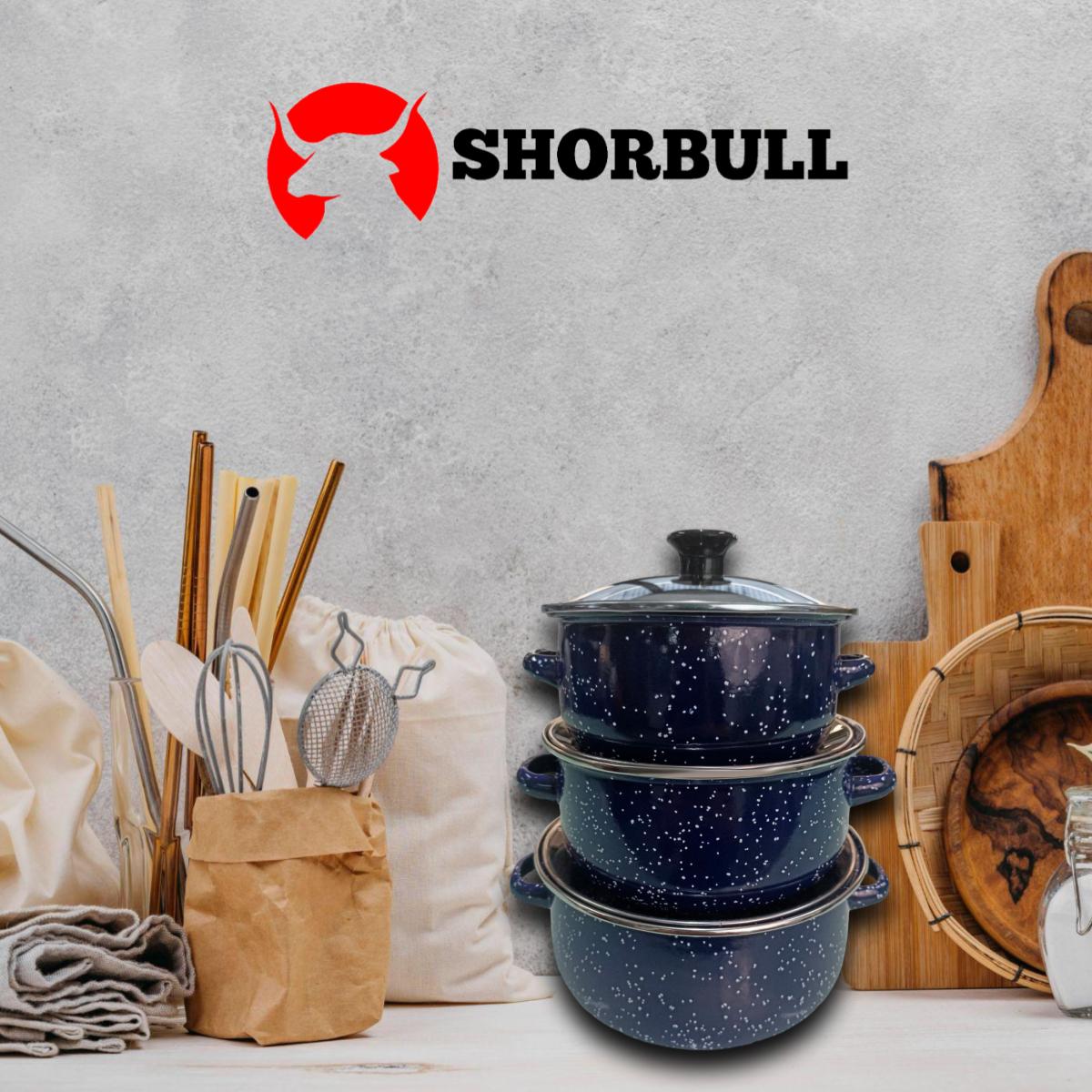 Juego de ollas con tapa de Peltre 6 pz International Azul