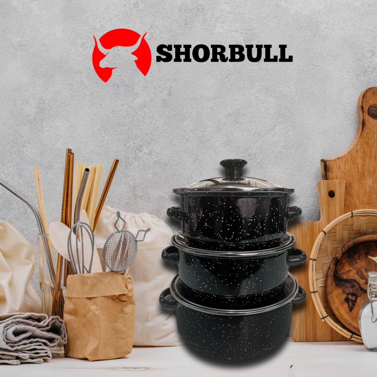 Juego de ollas con tapa de Peltre 6 pz International Negro