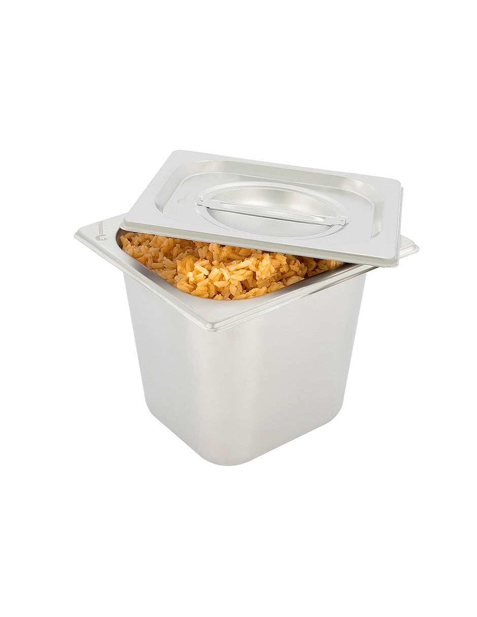 Inserto acero inoxidable 1/6 6cm con tapa Shorbull