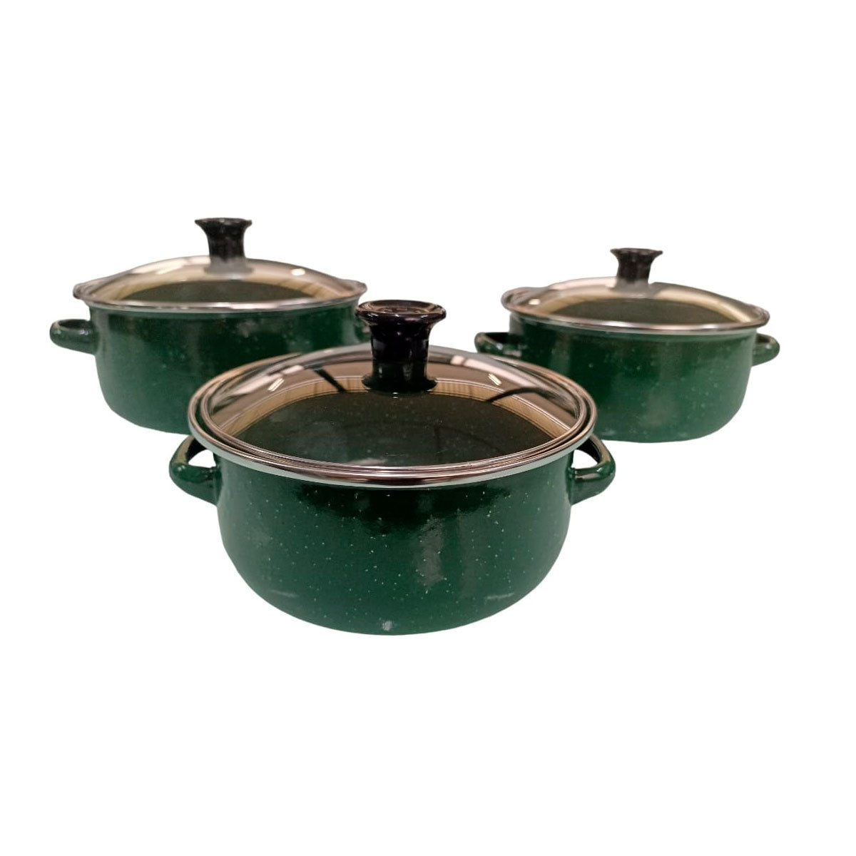 Juego de ollas con tapa de Peltre 6 pz International Verde