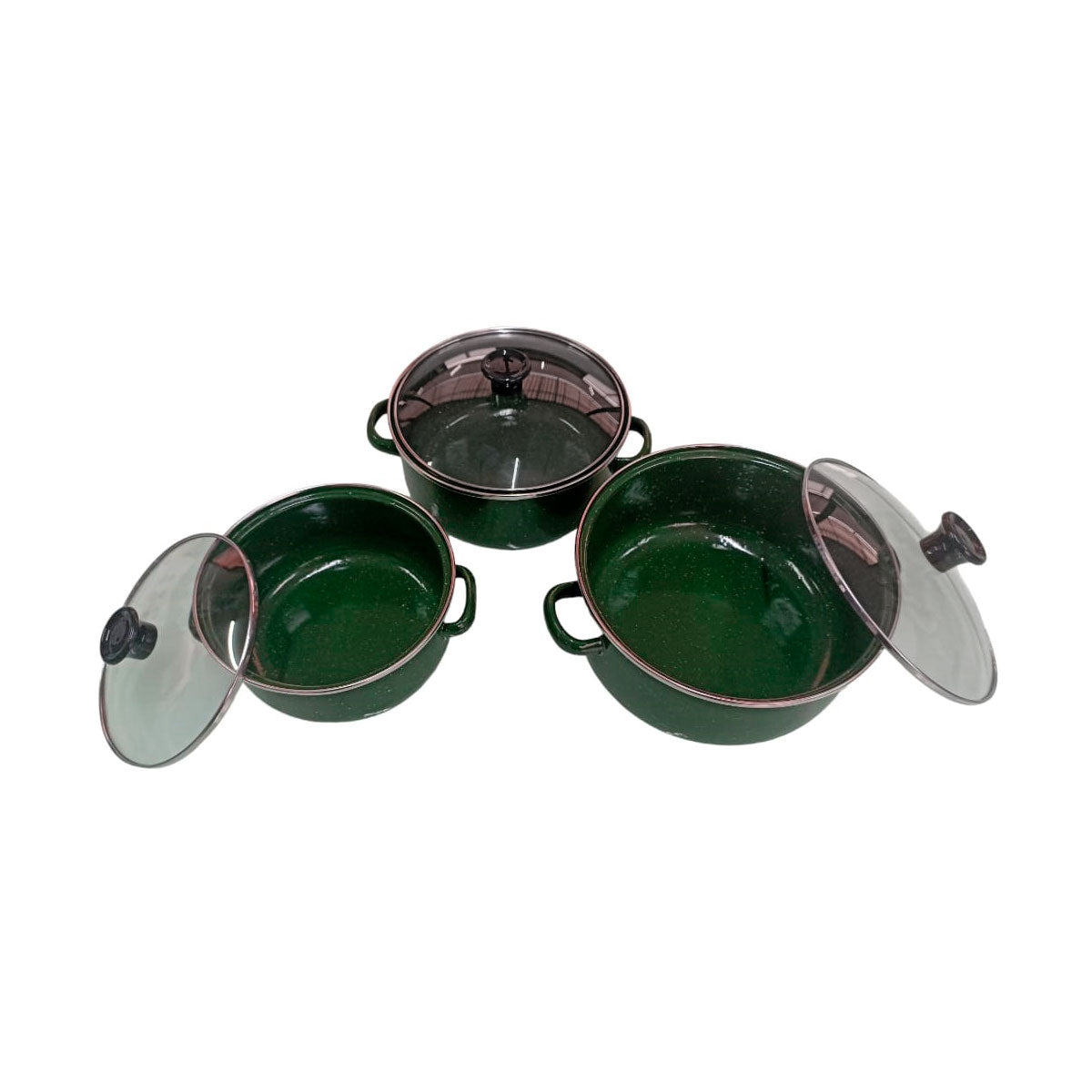Juego de ollas con tapa de Peltre 6 pz International Verde