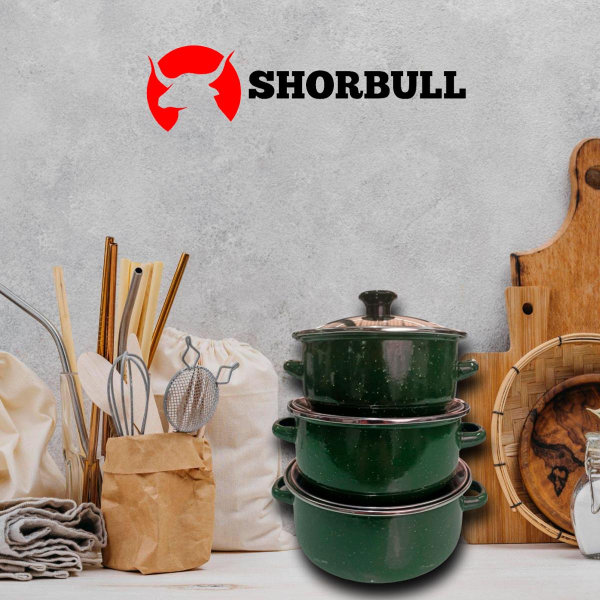 Juego de ollas con tapa de Peltre 6 pz International Verde