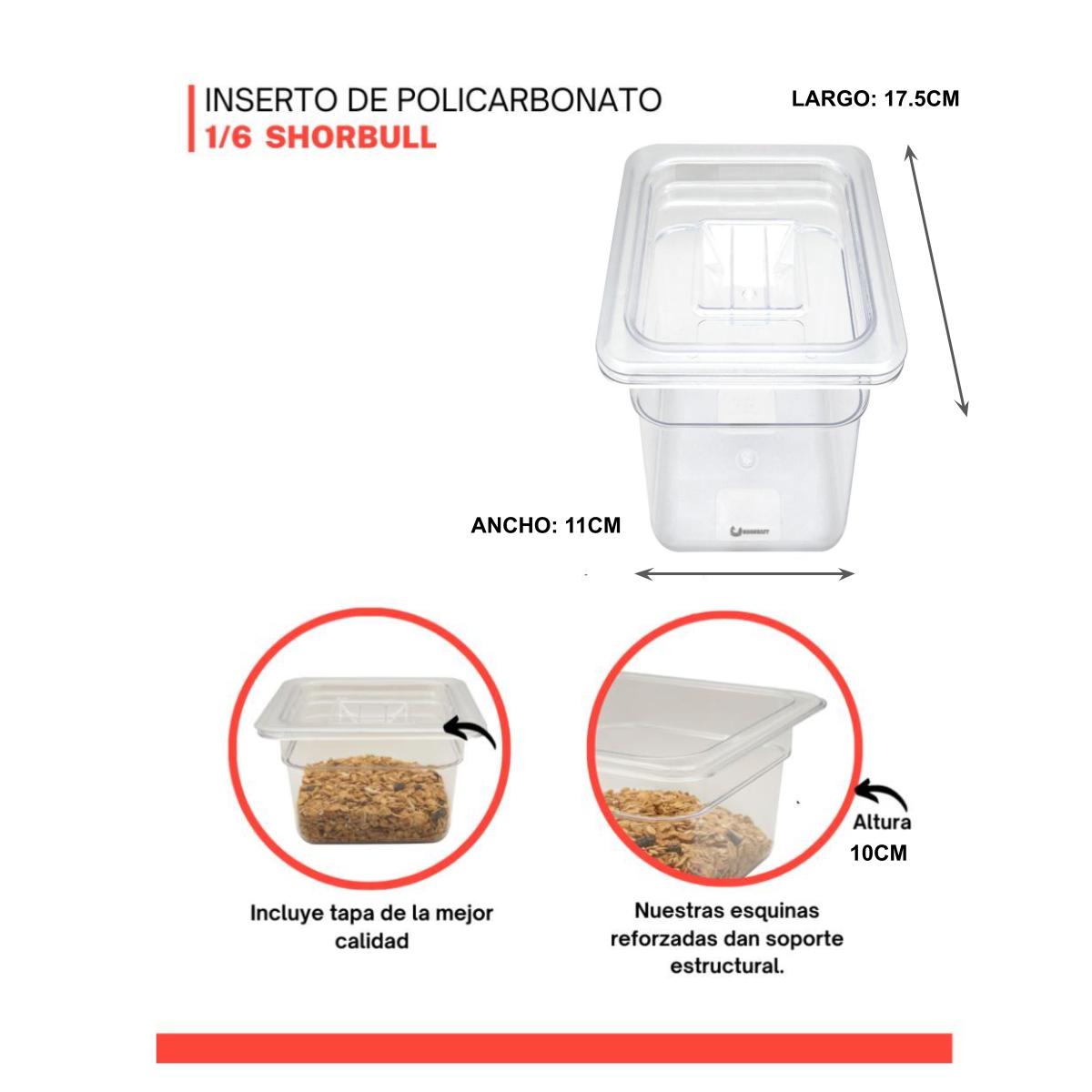 Inserto de policarbonato de 1/9 10cm con tapa