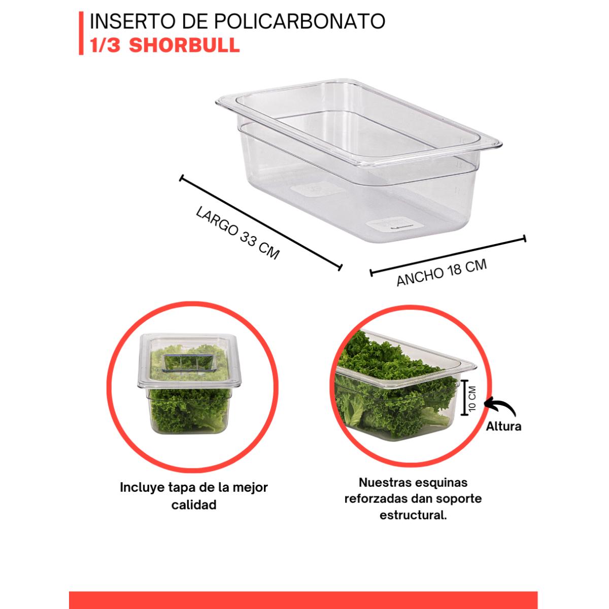 Inserto de policarbonato de 1/3 10cm con tapa