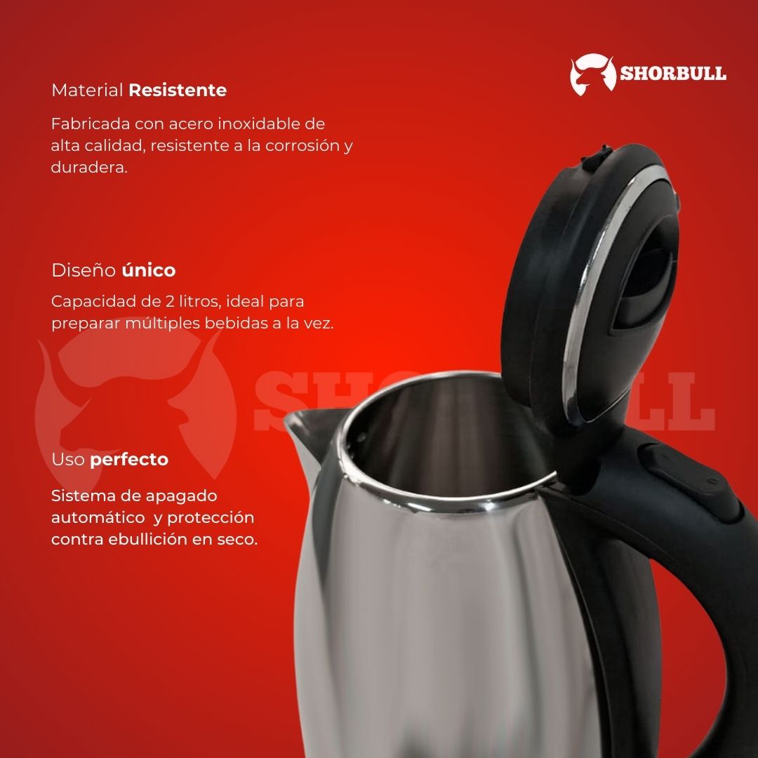 Tetera eléctrica de acero inoxidable 110V 1 Pieza Cap. 2 Litros