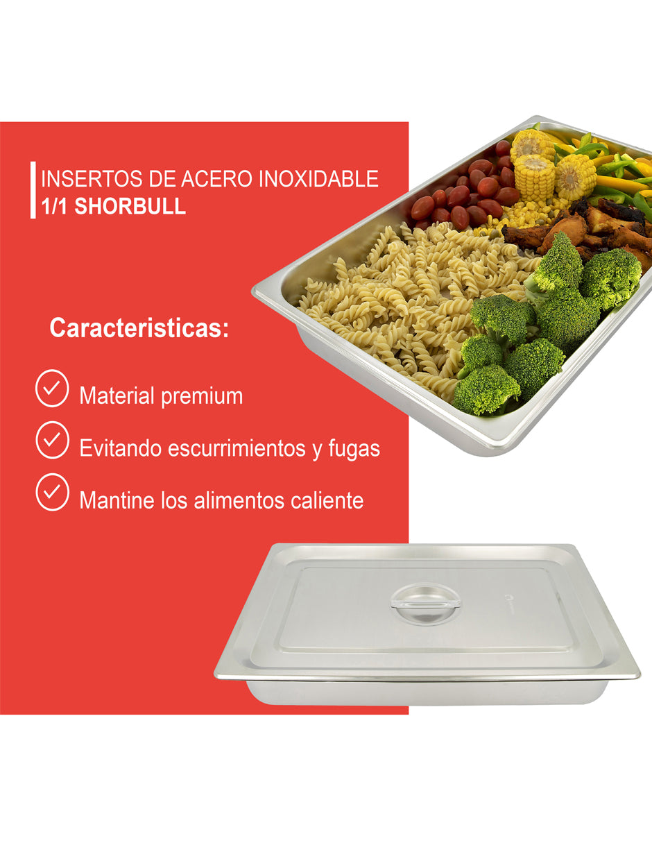 Inserto Acero Inoxidable 1/1 6.5cm con tapa