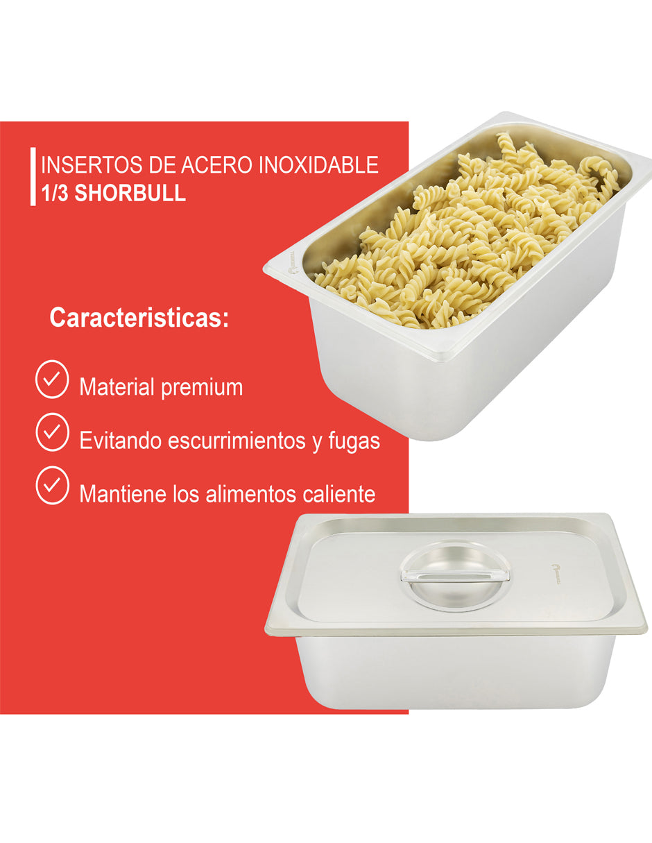 Inserto Acero Inoxidable 1/3 6.5cm con tapa