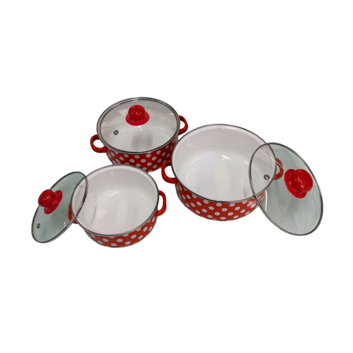 Juego de ollas con tapa de Peltre 6 pz Good Choice Roja