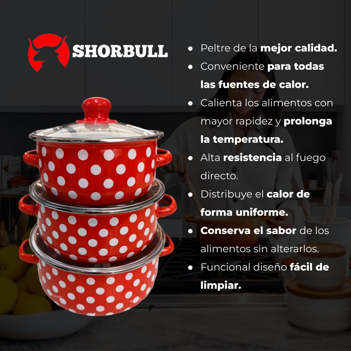 Juego de ollas con tapa de Peltre 6 pz Good Choice Roja