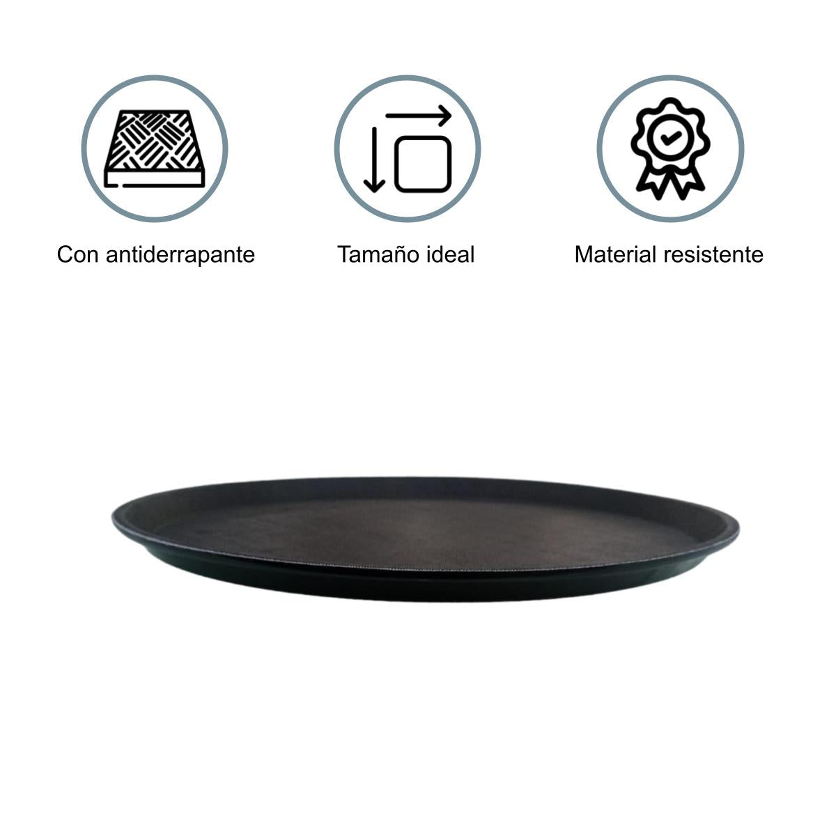 Charola Para Mesero Antiderrapante 16" Circular