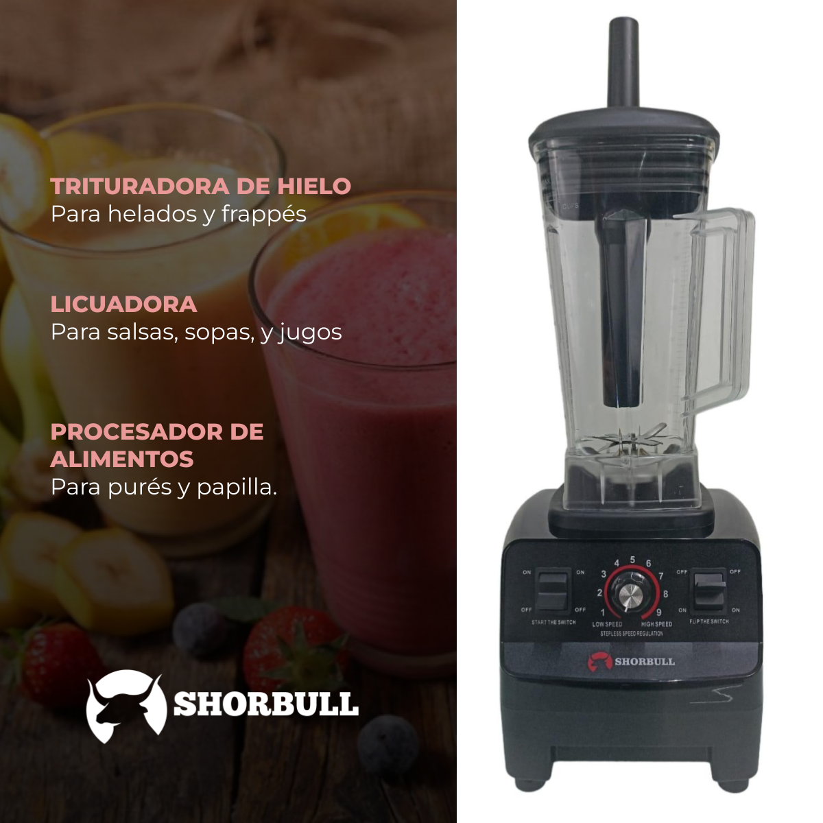 Licuadora Profesional Rudo Frappe Negra 2l