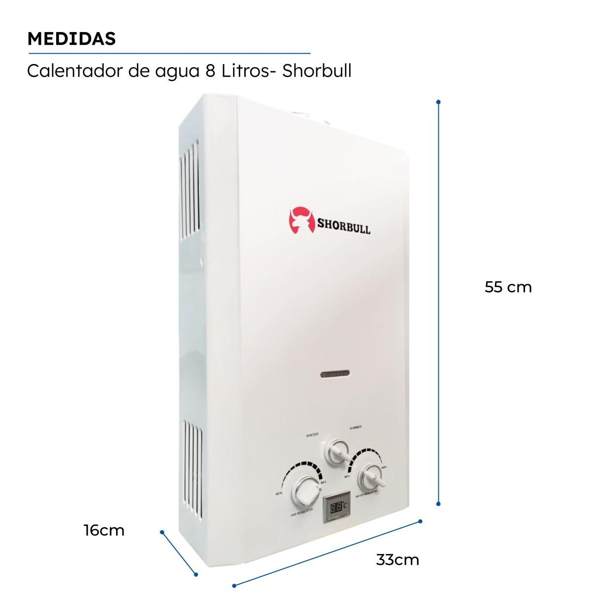 Calentador Paso Instantáneo Agua Ahorrador Gas 8L