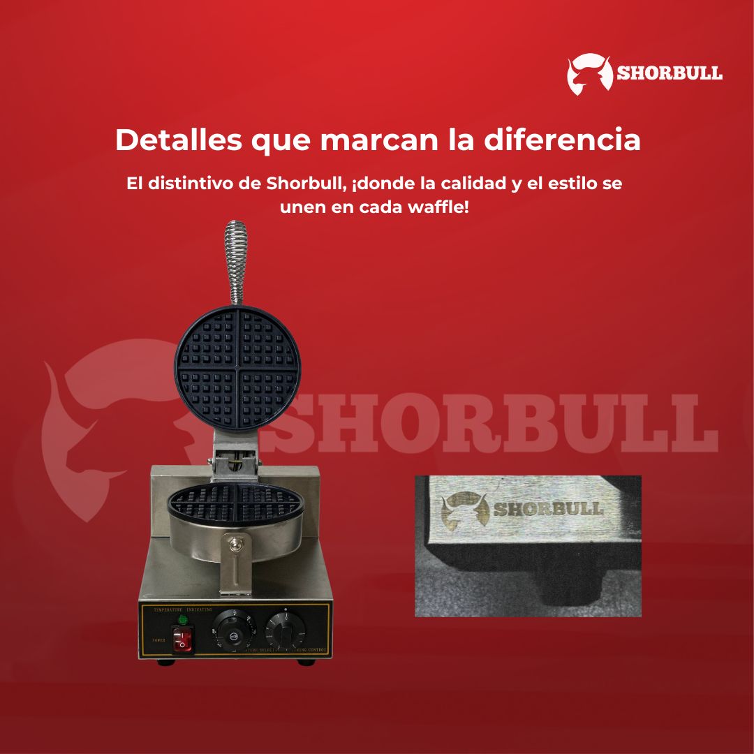 Wafflera Individual Industrial con Placas Antiadhesivas y Mango Ergonómico