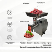 Molino de Carne Eléctrico #22 Industrial Grande 110V Acero Inoxidable Shorbull Uso Comercial