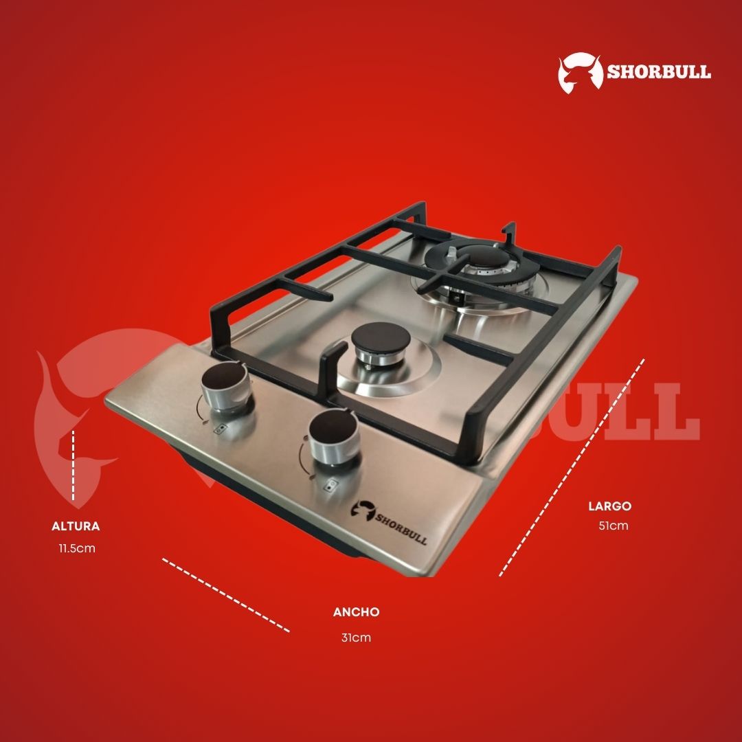 Parrilla Estufa 2 Quemadores Acero Inoxidable