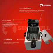 Freidora eléctrica de aceite 4 litros Acero Inoxidable Shorbull Gris