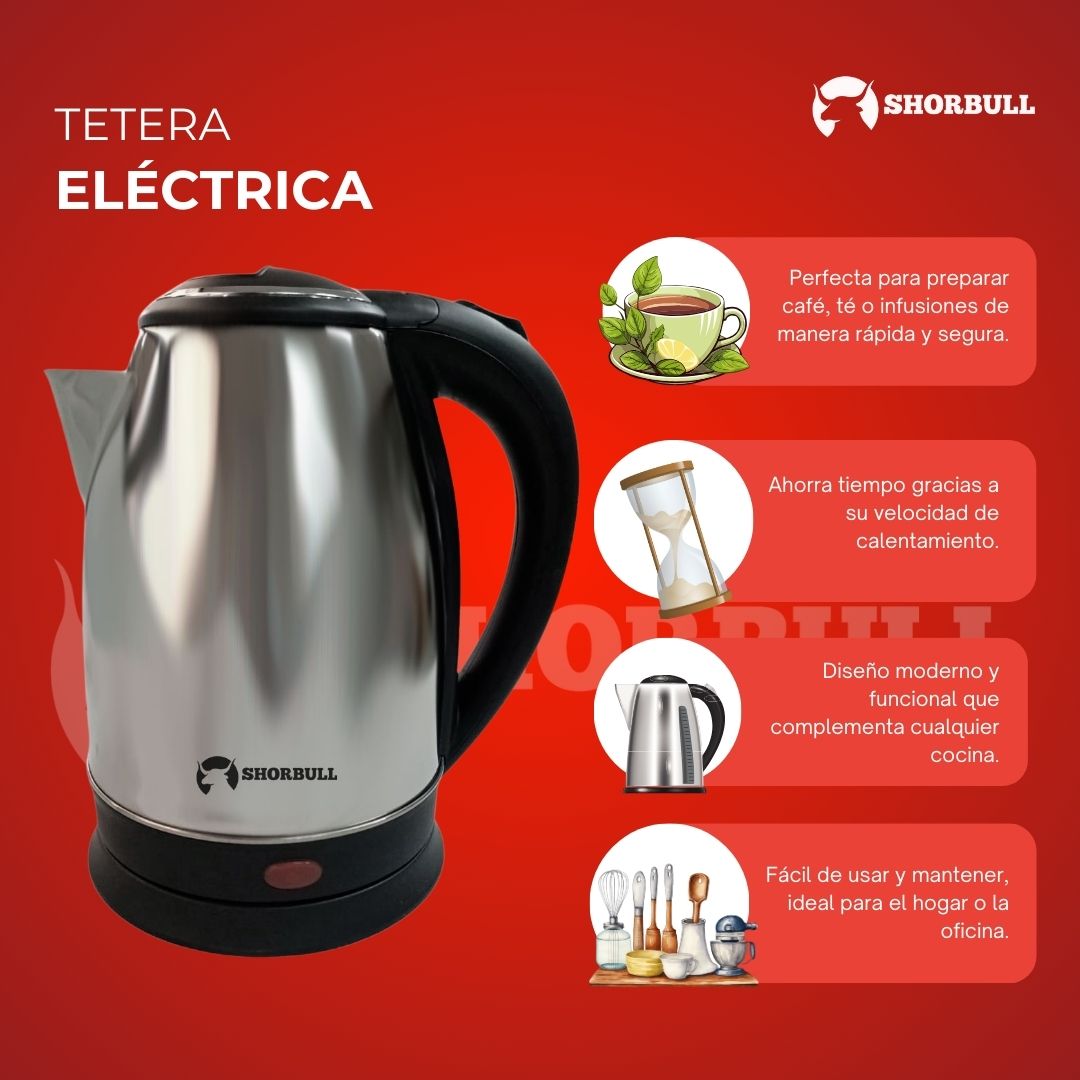 Tetera eléctrica de acero inoxidable 110V 1 Pieza Cap. 2 Litros