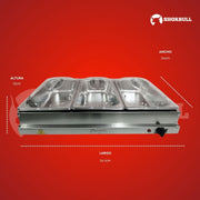 Chafer Buffetera Eléctrica Shorbull 3 Divisiones Acero Inoxidable Buffet Servicio Alimentos