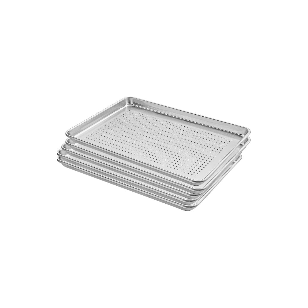 Kit 5 Charolas Perforadas Panadero Shorbull Aluminio Horneado Panadería