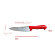 Cuchillo Chef 8 inch Hoja Acero Inoxidable Mango Ergonómico Color Rojo