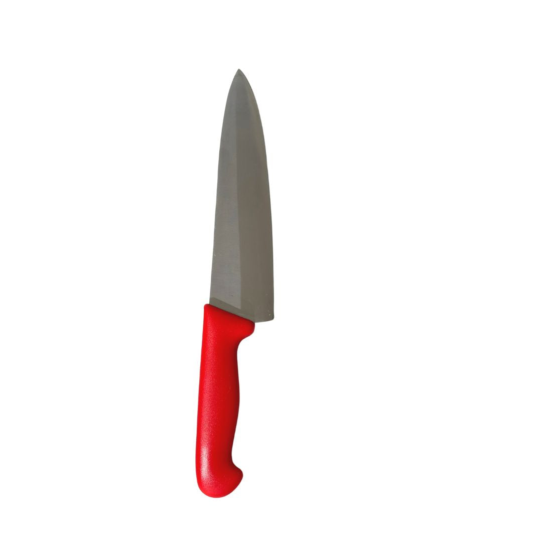 Cuchillo Chef 10 inch Hoja Acero Inoxidable Mango Ergonómico Color Rojo