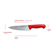 Cuchillo Chef 10 inch SHORBULL Hoja Acero Inoxidable Mango Ergonómico Color Rojo