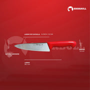 Cuchillo Chef 10 inch SHORBULL Hoja Acero Inoxidable Mango Ergonómico Color Rojo