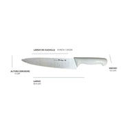 Cuchillo Chef 8 inch SHORBULL Hoja Acero Inoxidable Mango Ergonómico Color Blanco