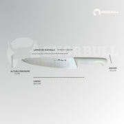 Cuchillo Chef 8 inch SHORBULL Hoja Acero Inoxidable Mango Ergonómico Color Blanco