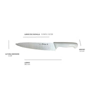 Cuchillo Chef 10 inch SHORBULL Hoja Acero Inoxidable Mango Ergonómico Color Blanco
