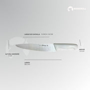 Cuchillo Chef 10 inch SHORBULL Hoja Acero Inoxidable Mango Ergonómico Color Blanco