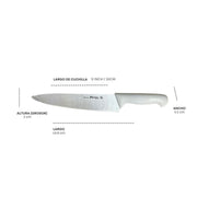 Cuchillo Chef 12 inch SHORBULL  Hoja Acero Inoxidable Mango Ergonómico Color Blanco