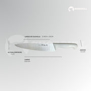 Cuchillo Chef 12 inch SHORBULL  Hoja Acero Inoxidable Mango Ergonómico Color Blanco
