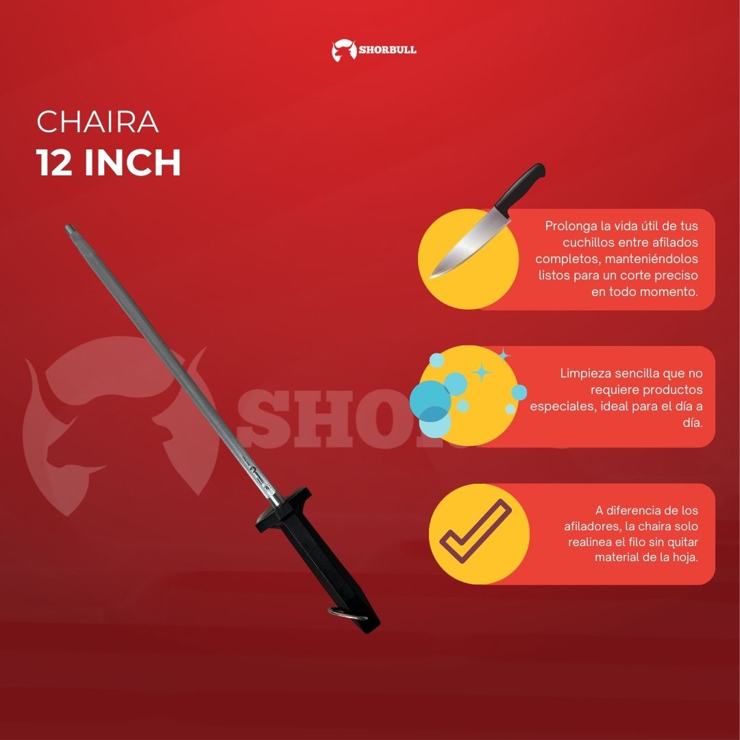 Chaira 12 inch para Afilado Preciso con Mango Ergonómico y Resistente