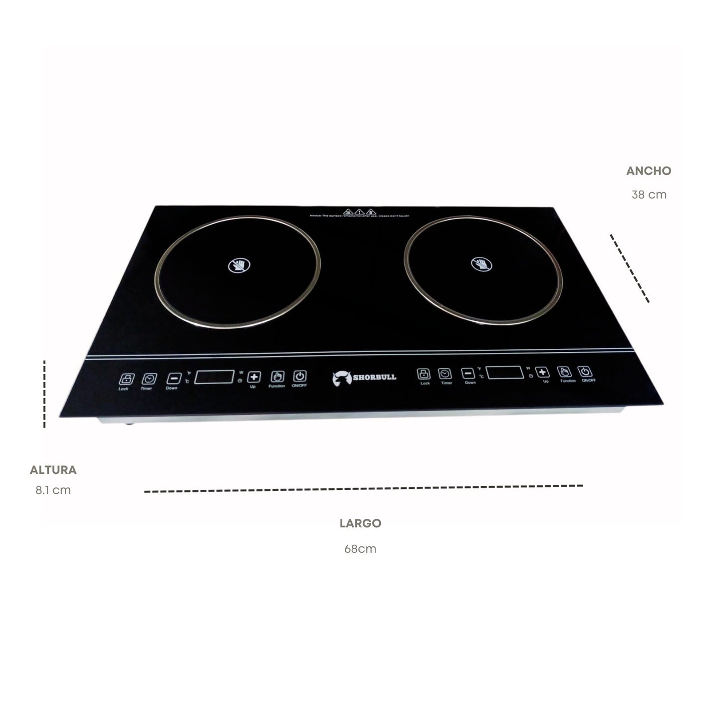 Parrilla Estufa 2 Quemadores eléctrica Táctil