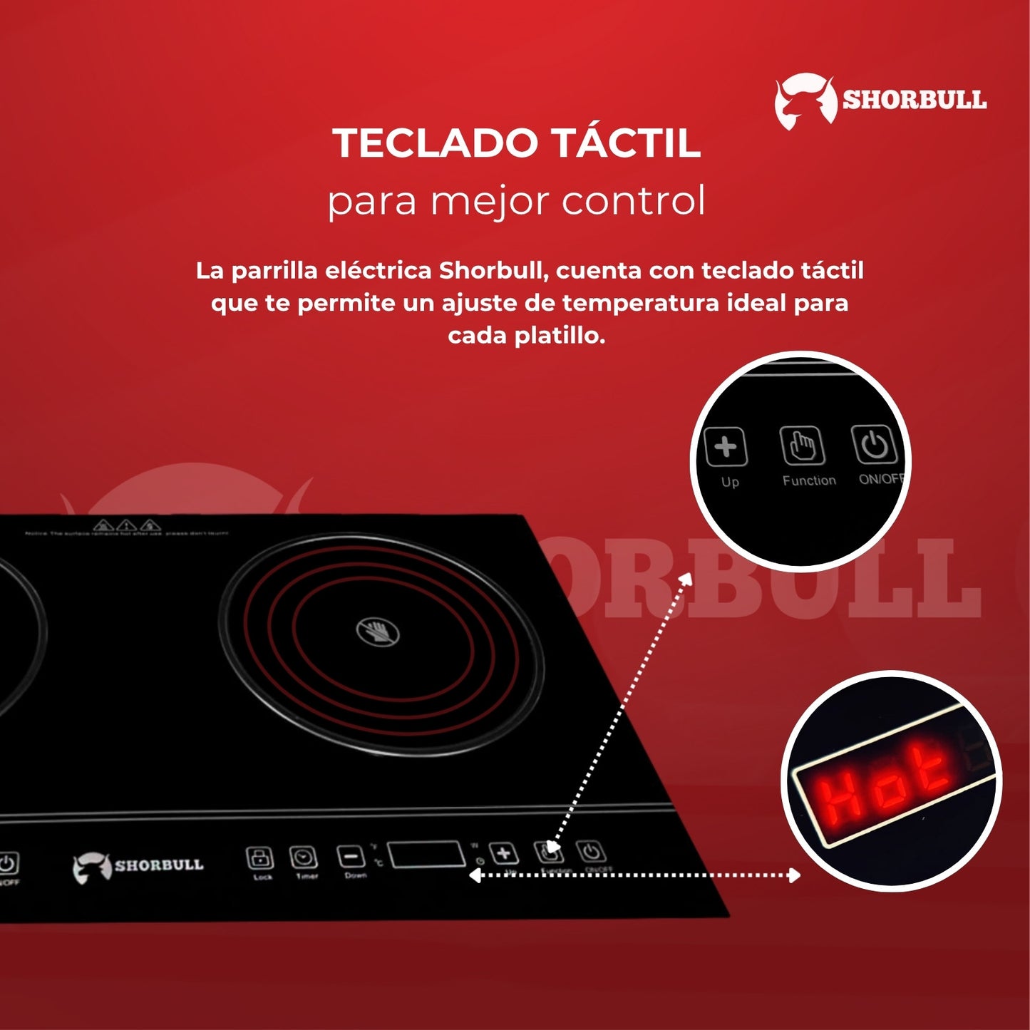 Parrilla Estufa 2 Quemadores eléctrica Táctil