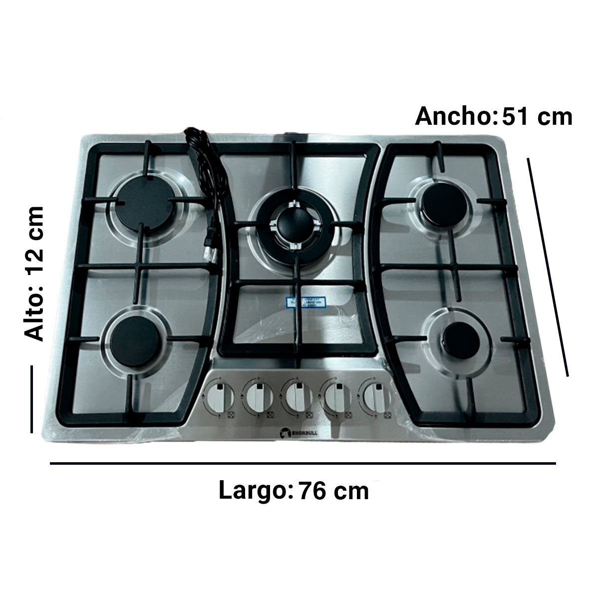 Parrilla Estufa 5 Quemadores Acero Inoxidable