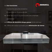 Campana extractora de acero inoxidable 60cm Shorbull Gris 3 velocidades
